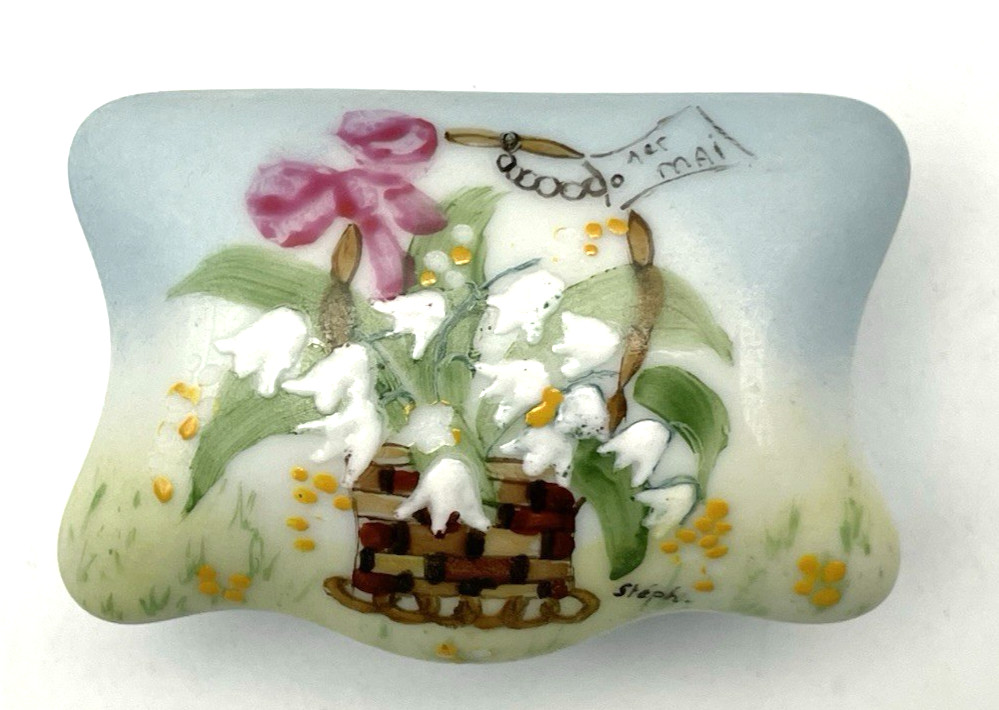Vintage Sm Hand-Painted Limoges Porcelain Covered Box - Signed - 2\