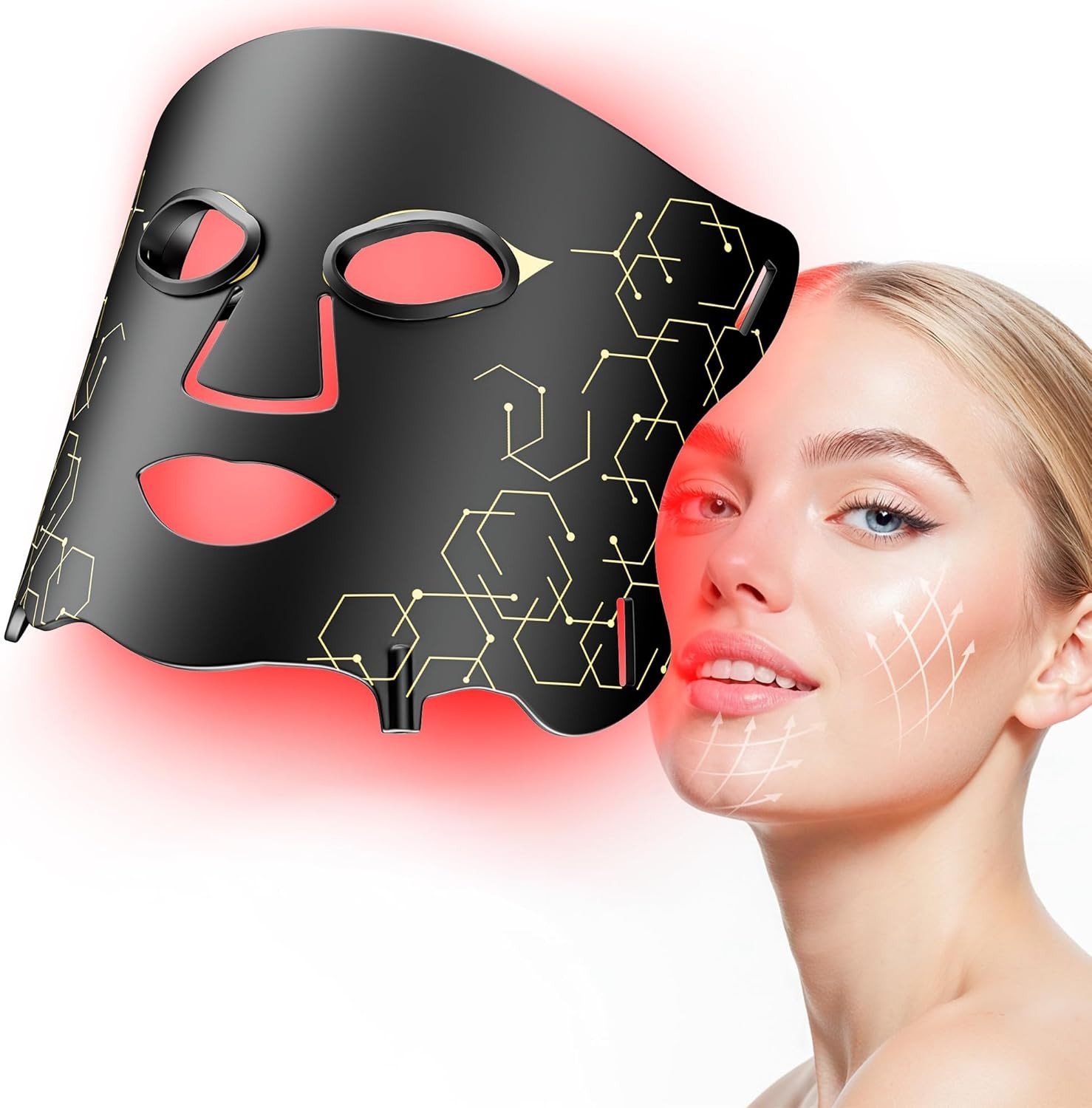 LED Light Therapy Mask (E106A) for Face, Infrared Red Light Therapy Mask 7 Color