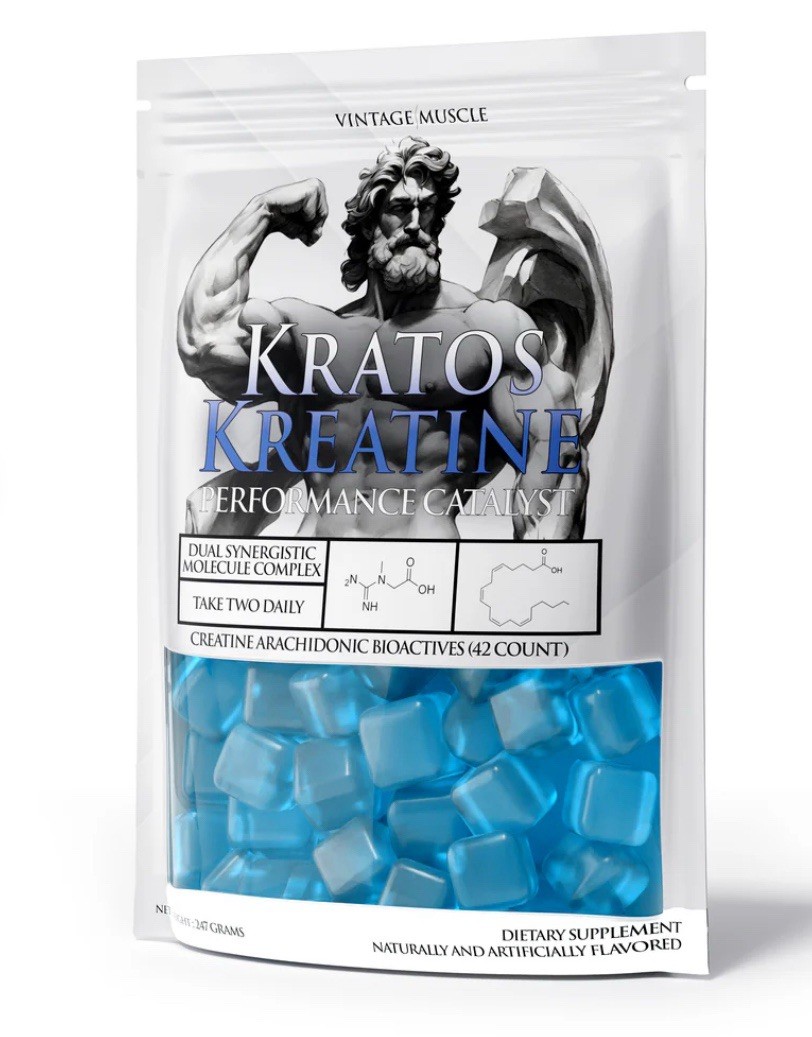 Kratos Kreatine 120 Gummies Creatine Arachidonic Acid  Bioactives Vintage Muscle