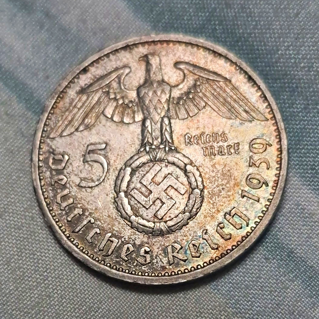 5 Reichsmark 1939 G Germany Third Reich Silver Coin