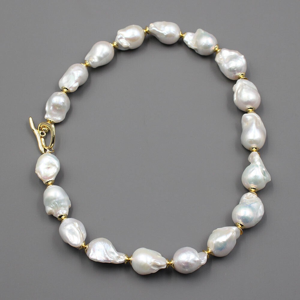 Cultured White Keshi Baroque Pearl Necklace Bracelet Earrings Sets For Women