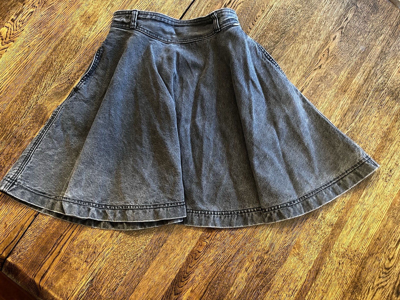 Vtg 80s Georges Marciano for GUESS Denim Circle Skirt Gray Acid Wash Size 29