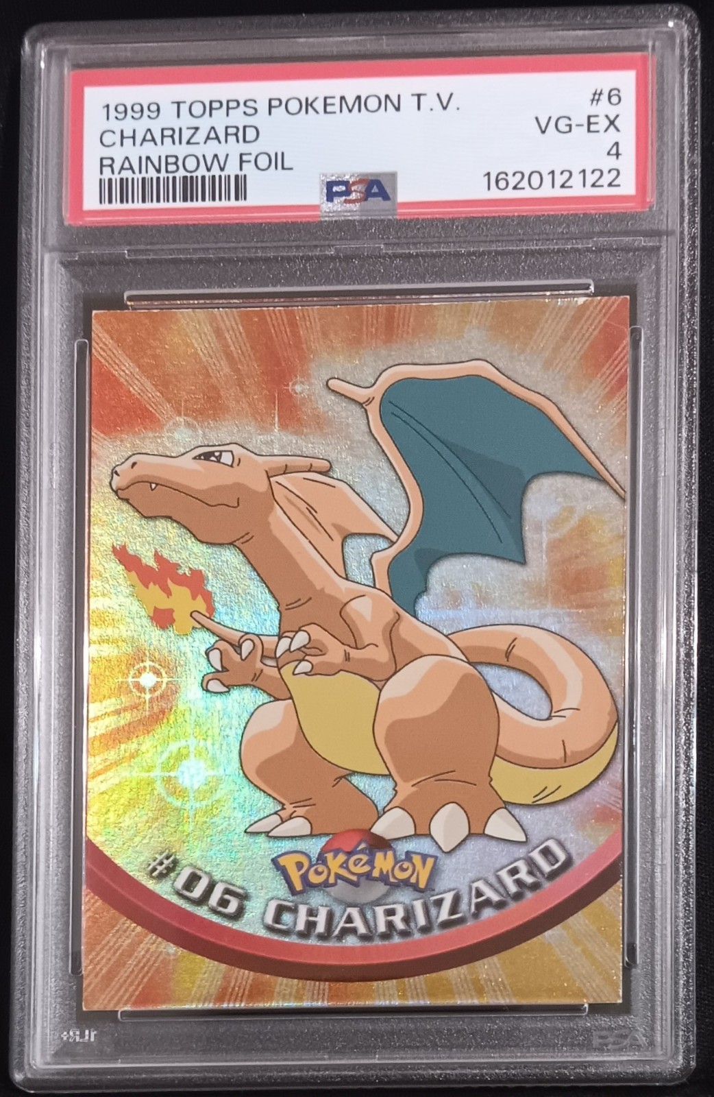 PSA 4 #06 Charizard Rainbow Foil 1999 - Blue Topps - Pokémon Series 1 TV PSA 4 #06 Charizard Rainbow Foil 1999 - Blue Topps - Pokémon Series 1 TV