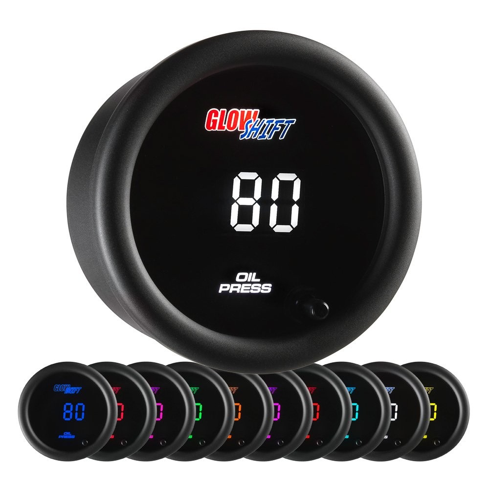 GlowShift 10 Color Digital 145 PSI Oil Pressure Gauge Kit 2-1/16\ GlowShift 10 Color Digital 145 PSI Oil Pressure Gauge Kit 2-1/16\