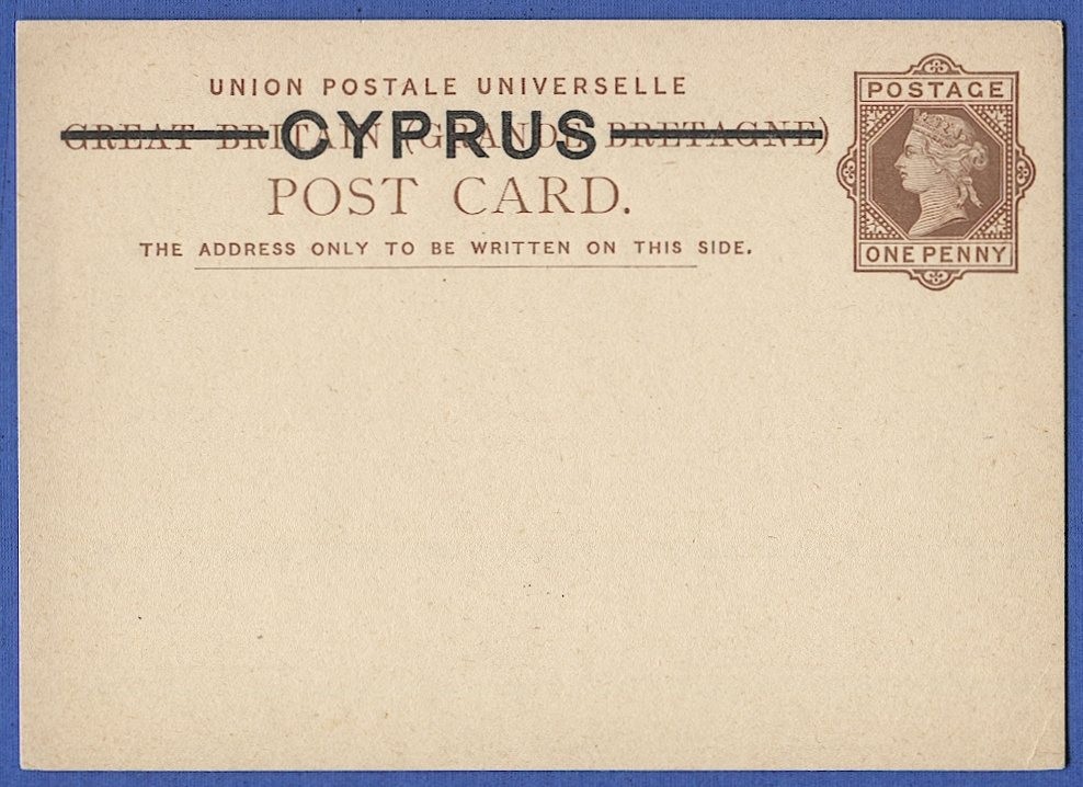 CYPRUS 1880 H&G #2 Mint 1d QV postal card - VF-XF CYPRUS 1880 H&G #2 Mint 1d QV postal card - VF-XF