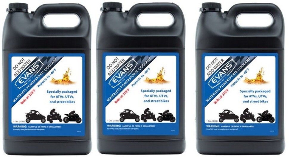 Evans Powersports Waterless Coolant 3ea-1 Gallon-Racing, motorcycles, ATVs, UTVs