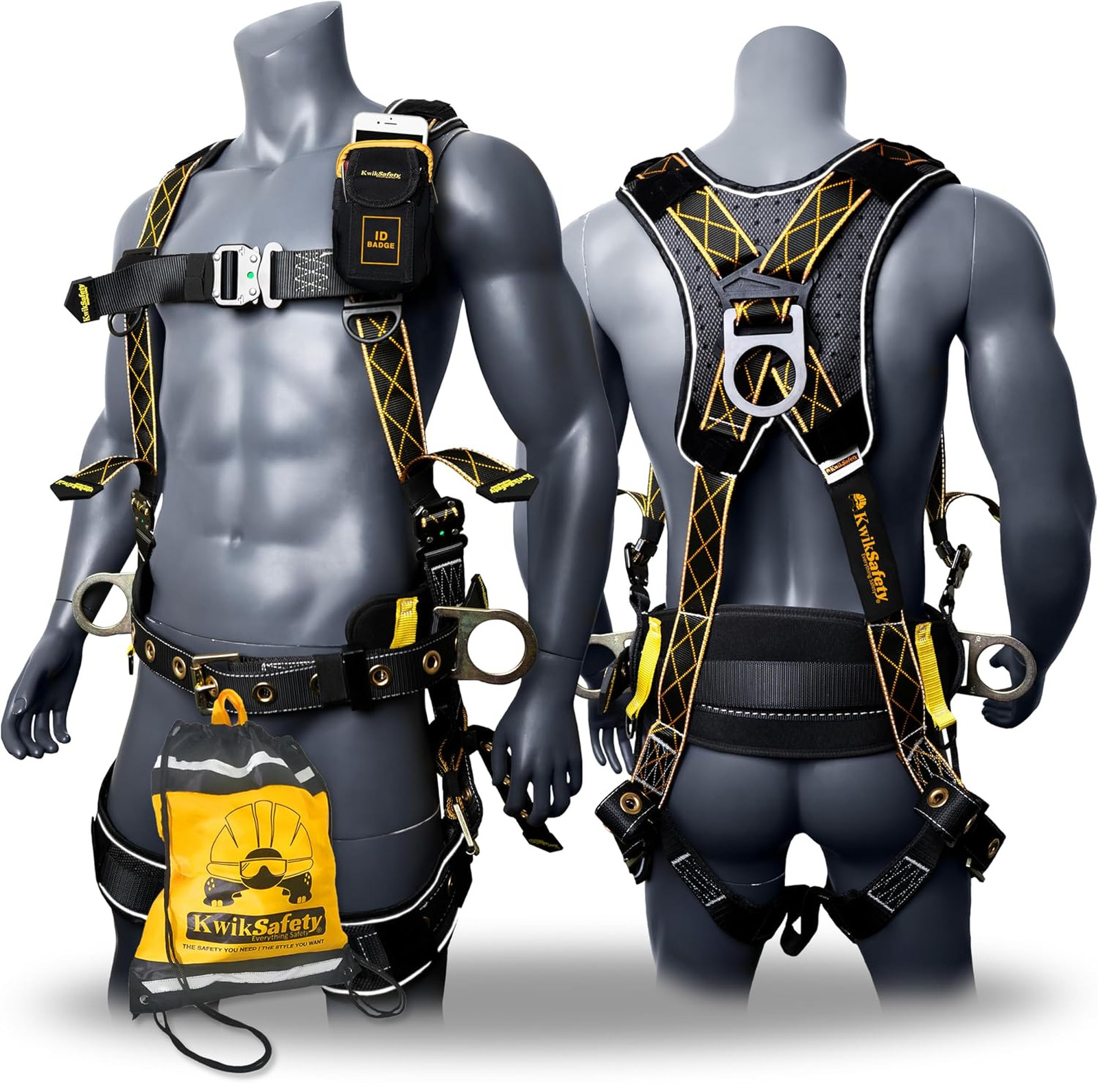 Fall Arrest Safety Harness ANSI OSHA Construction Climbing Safety Gear Black