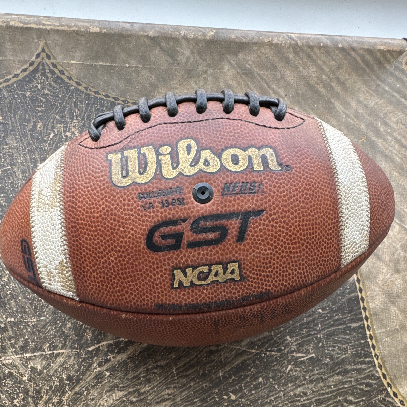 Wilson GST NCAA Leather Football, Collegiate Size 9, Brown/White