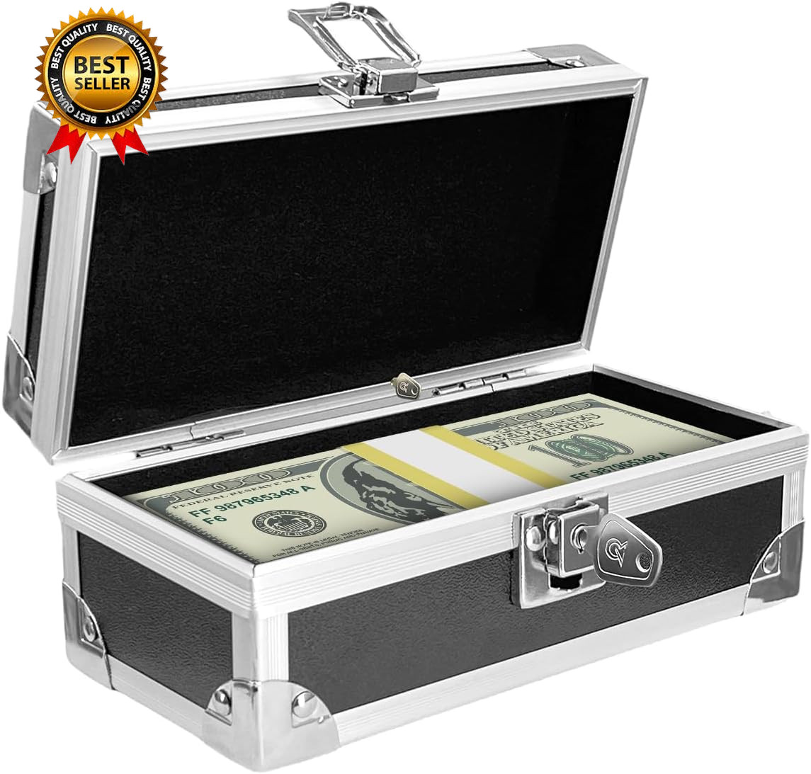 Lockable Cash Box with Key, Aluminium Alloy Money Storage Box & Single-Row Curre Lockable Cash Box with Key, Aluminium Alloy Money Storage Box & Single-Row Curre