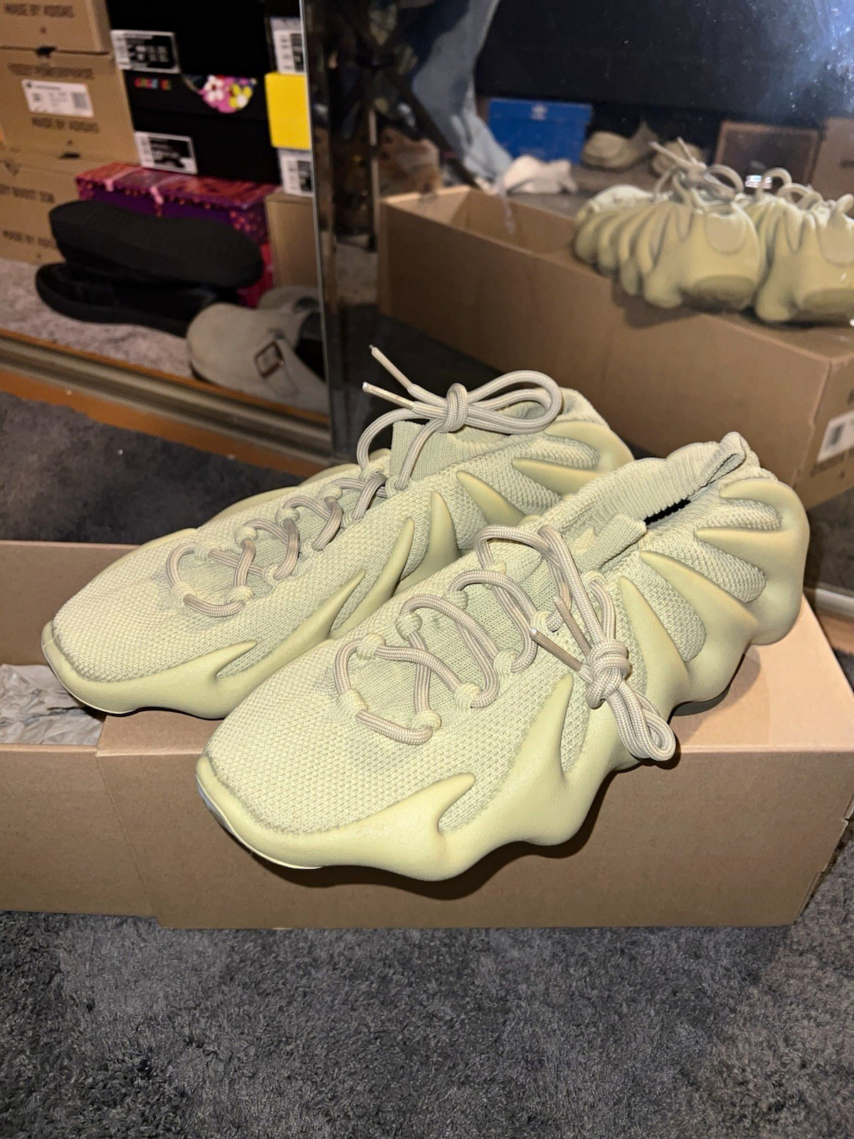 adidas Yeezy 450 Green Low Top Lace Up Men\'s Athletic Sneakers