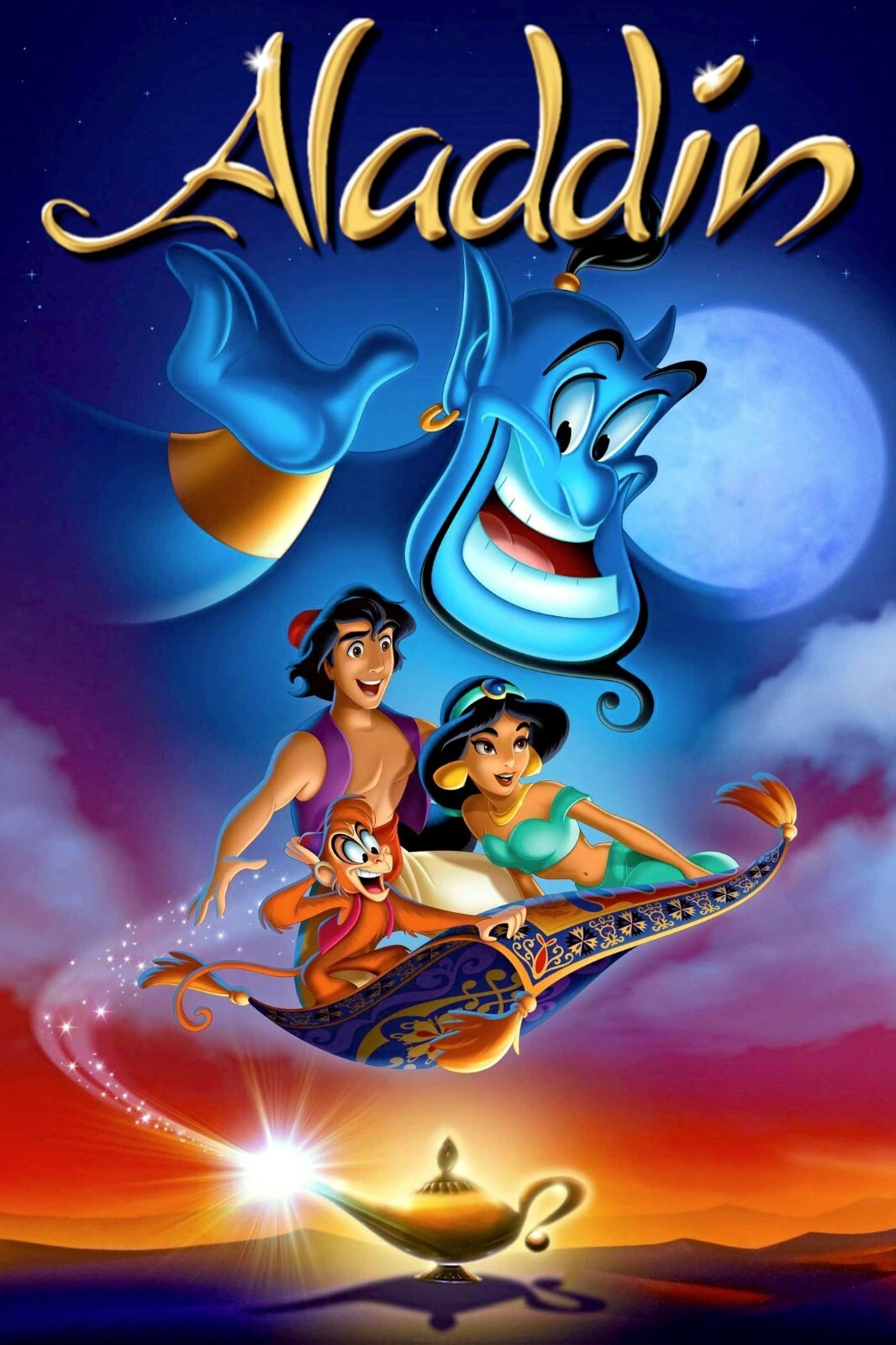1992 Walt Disneys Aladdin Movie Poster 11X17 Jasmine Genie Jafar Abu 🙉🧞🍿