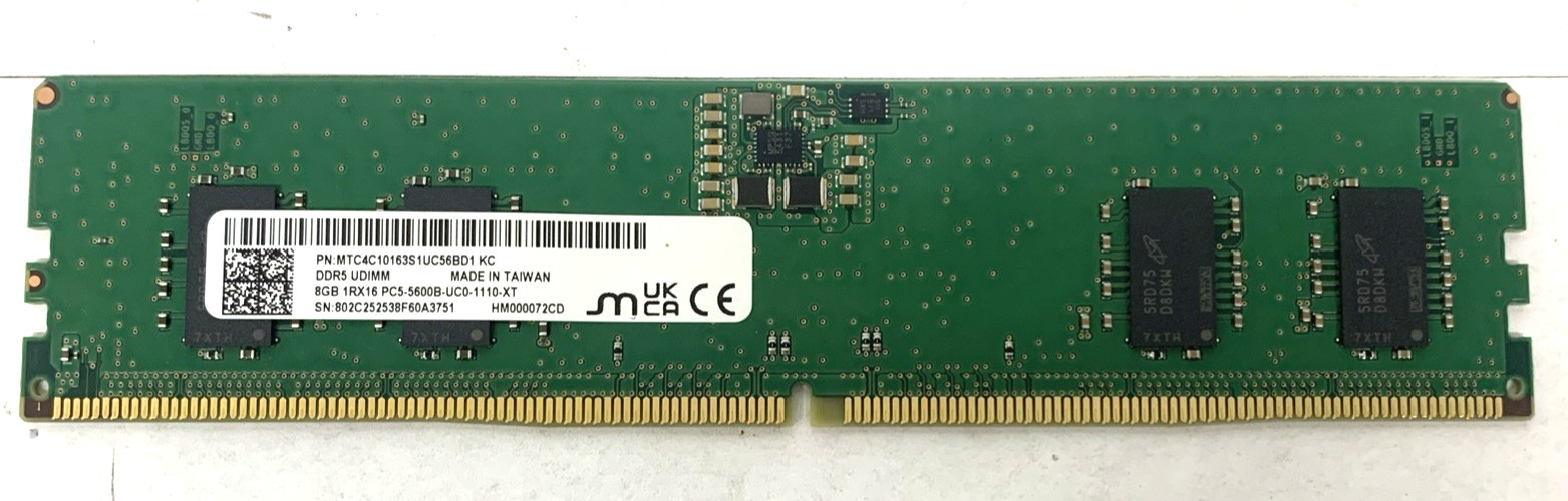 Micron 8GB DDR5 4800 MHz PC5-44800 DIMM Desktop Memory RAM (MTC4C10163S1UC56BD1)