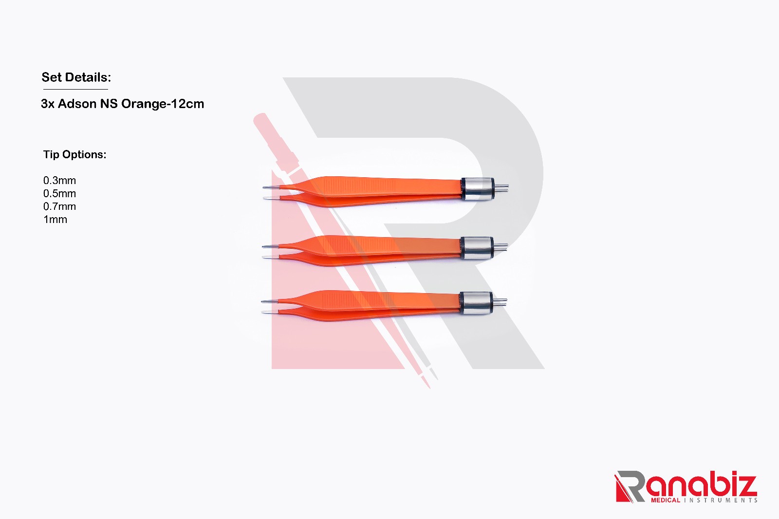 Set: 3x American Bipolar Adson Non-Stick Orange REUSABLE Forceps &3m Cord:Option Set: 3x American Bipolar Adson Non-Stick Orange REUSABLE Forceps &3m Cord:Option