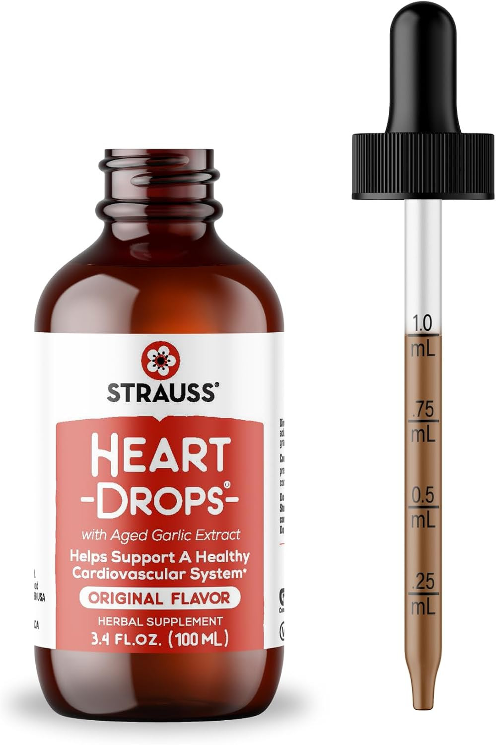 Strauss Naturals Heart Drops, Mistletoe & Aged Garlic Extract, 100Ml | Natural H Strauss Naturals Heart Drops, Mistletoe & Aged Garlic Extract, 100Ml | Natural H