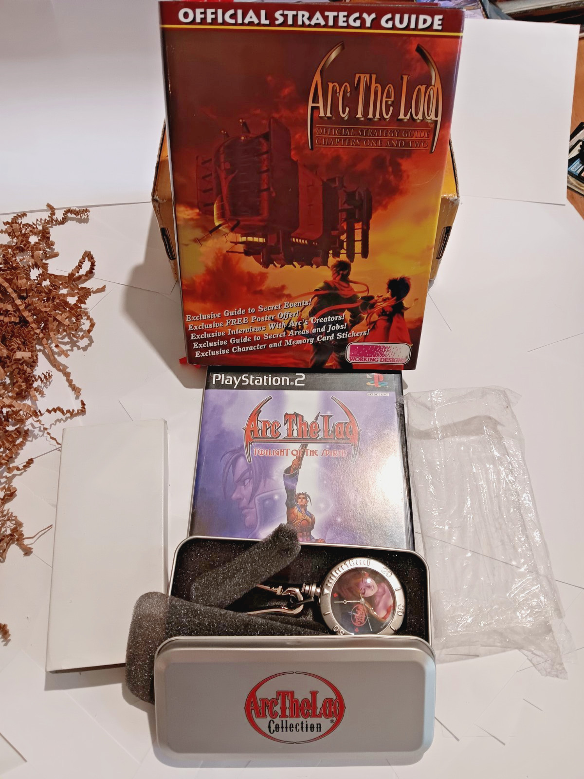Arc the Lad Collector's Bundle Hard Bound Strat Guide Pocketwatch & Game All NEW