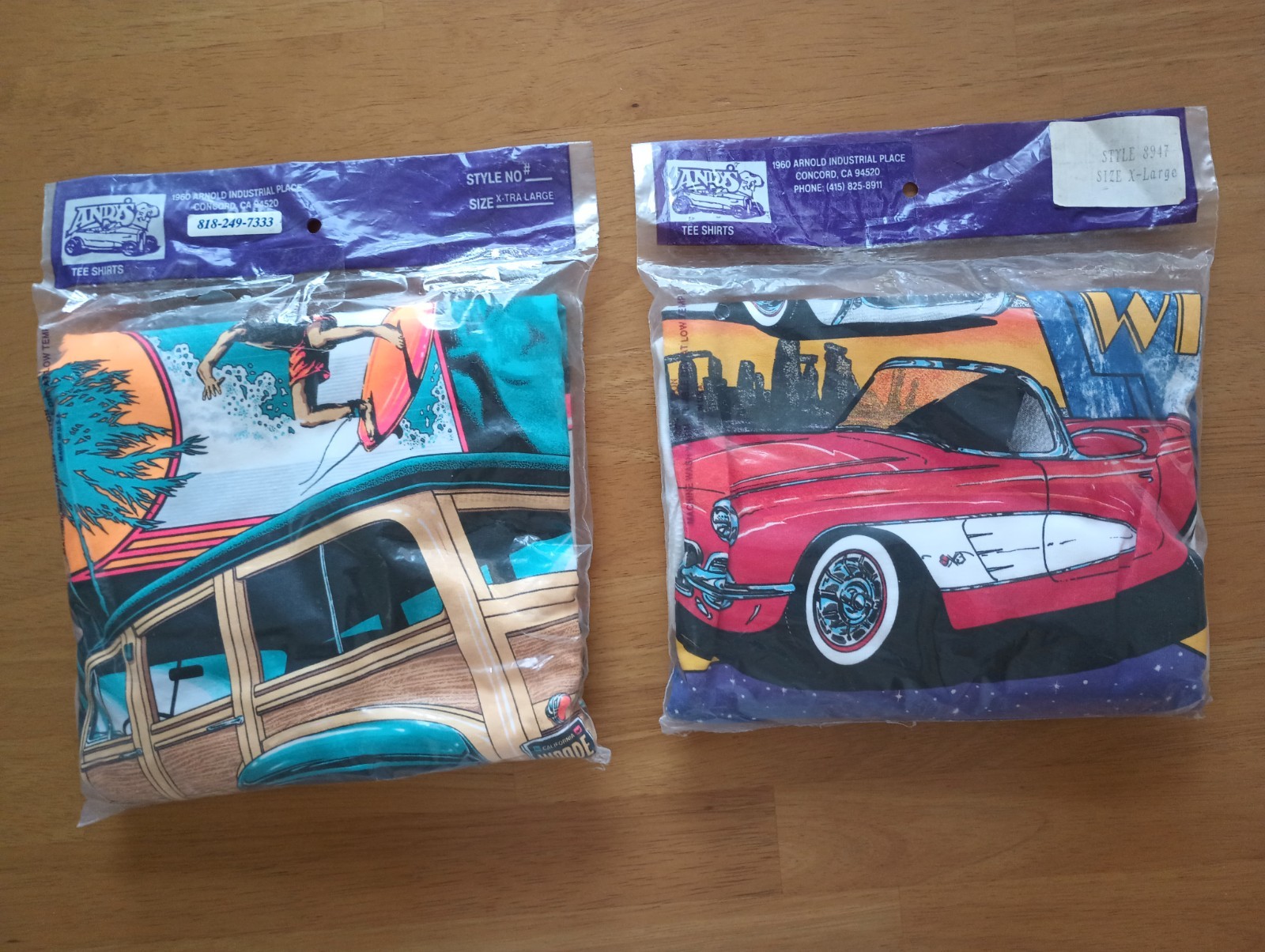 TWO VINTAGE U.S. CAR QUALITY HANES T-SHIRTS X-LARGE SIZE NEW