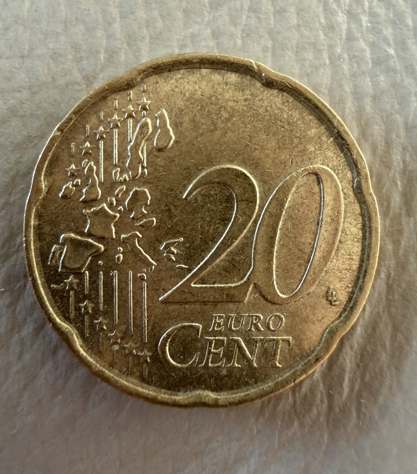 Rare  2002 Italy 20 Cent Euro Coin  1st Map  with Error Good Condition