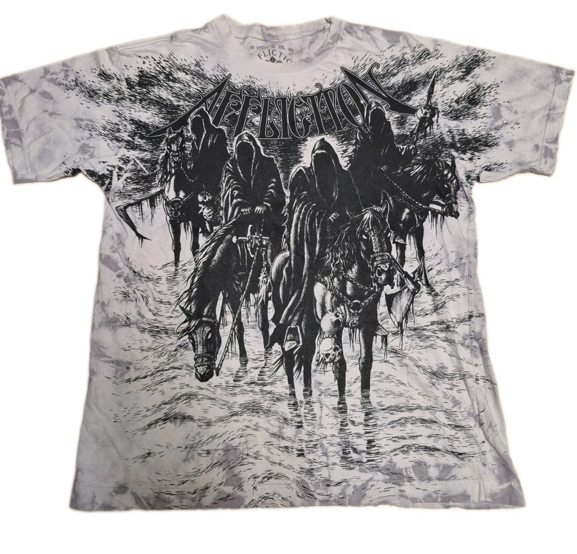 Y2K Vintage Affliction Skulls Reapers Horsemen Shirt Men’s Size Large Medium Y2K Vintage Affliction Skulls Reapers Horsemen Shirt Men’s Size Large Medium