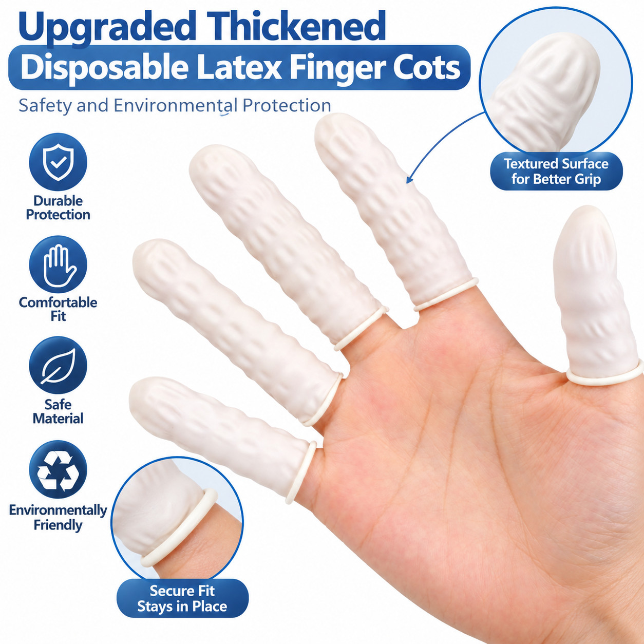 50pcs Latex Finger Cots Disposable Finger Protectors Rubber Finger Covers Grip