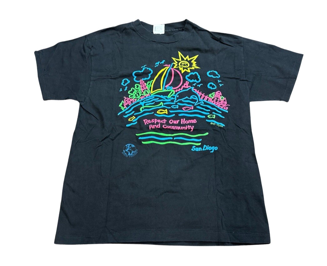 Vintage Earth Friends Save The Earth Hans Olson Art Single Stitch T Shirt Size L