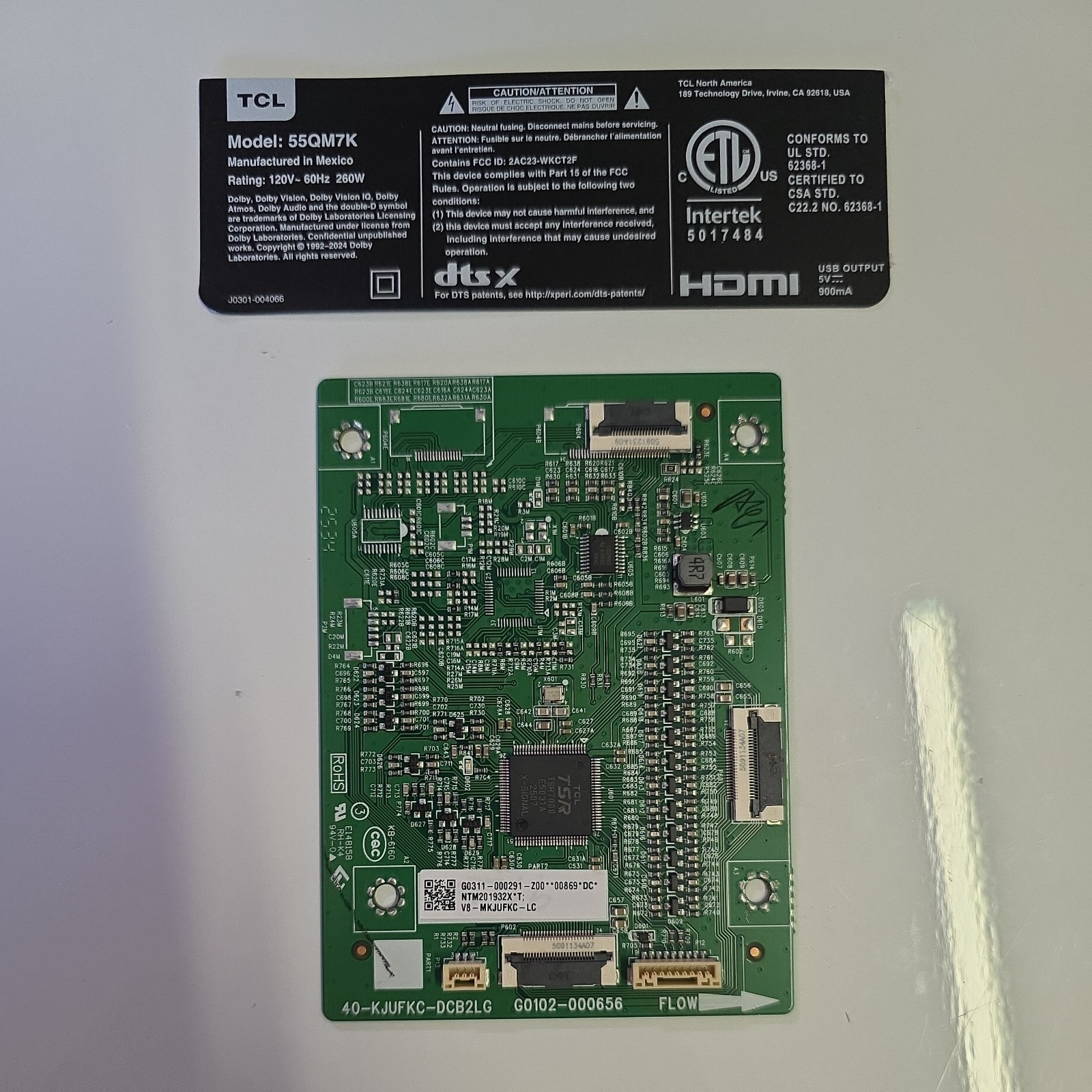 TCL 55QM7K Circuit Board G0311-000291