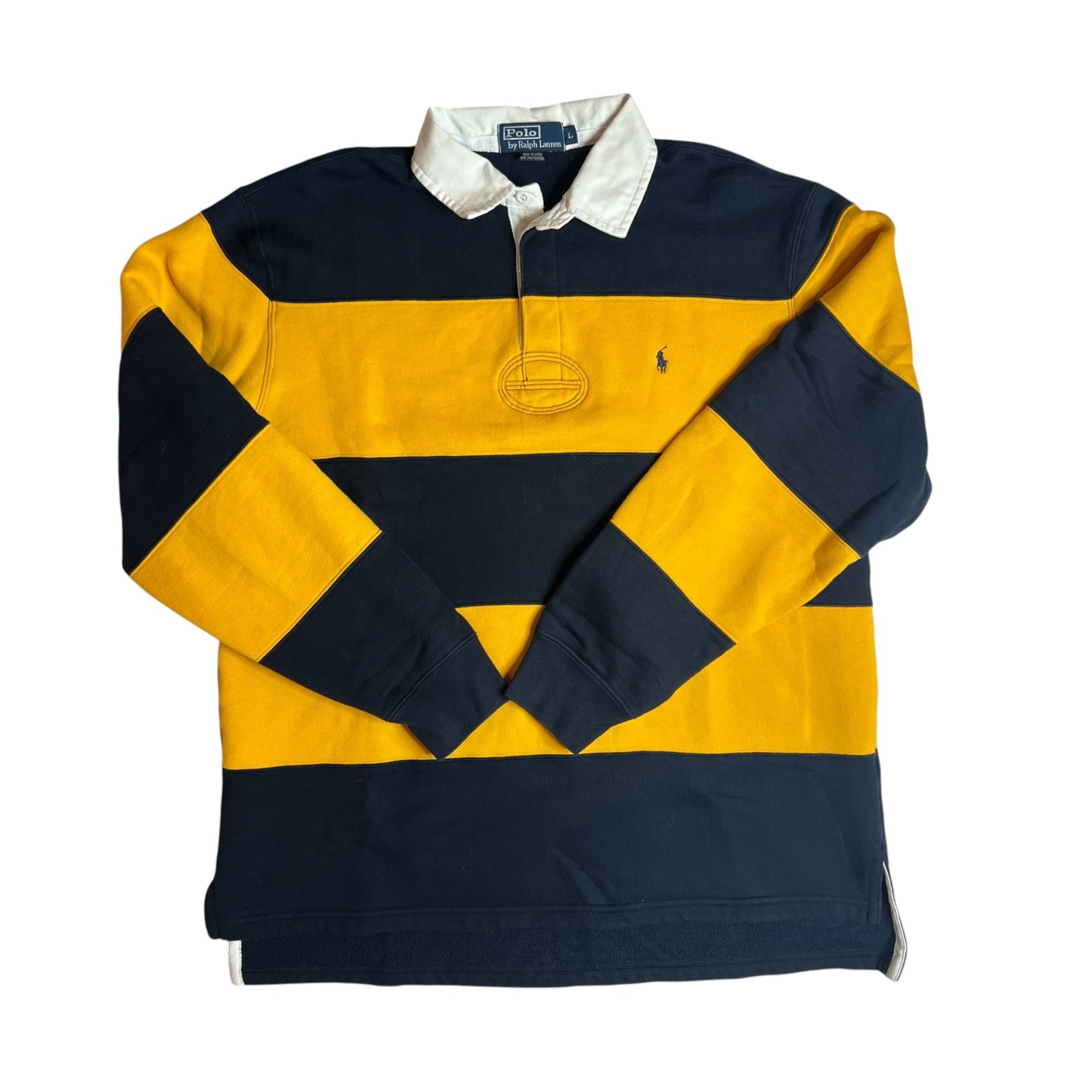 Vintage Polo Ralph Lauren Striped Rugby Long Sleeve Shirt Yellow Blue Men’s L Vintage Polo Ralph Lauren Striped Rugby Long Sleeve Shirt Yellow Blue Men’s L