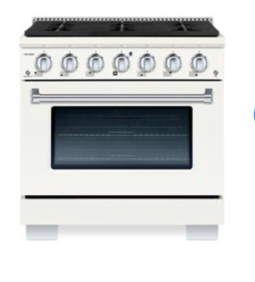 Hallman 36-in Deep 6 burners Convection Oven Dual Fuel Range ( Antique White ) Hallman 36-in Deep 6 burners Convection Oven Dual Fuel Range ( Antique White )