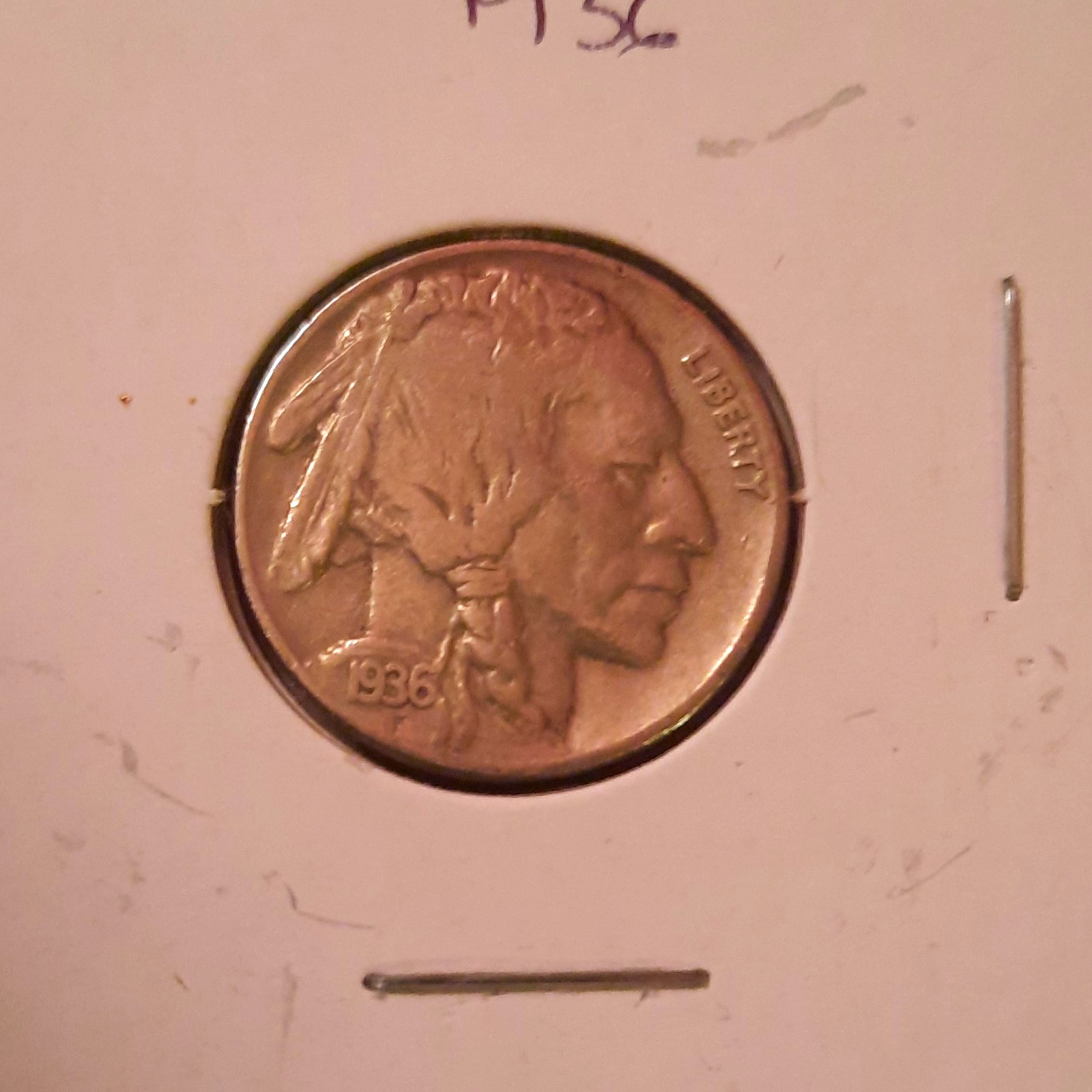 1936 Buffalo Nickel 5C Philadelphia Business Strike 75% Copper KM#134 1936 Buffalo Nickel 5C Philadelphia Business Strike 75% Copper KM#134