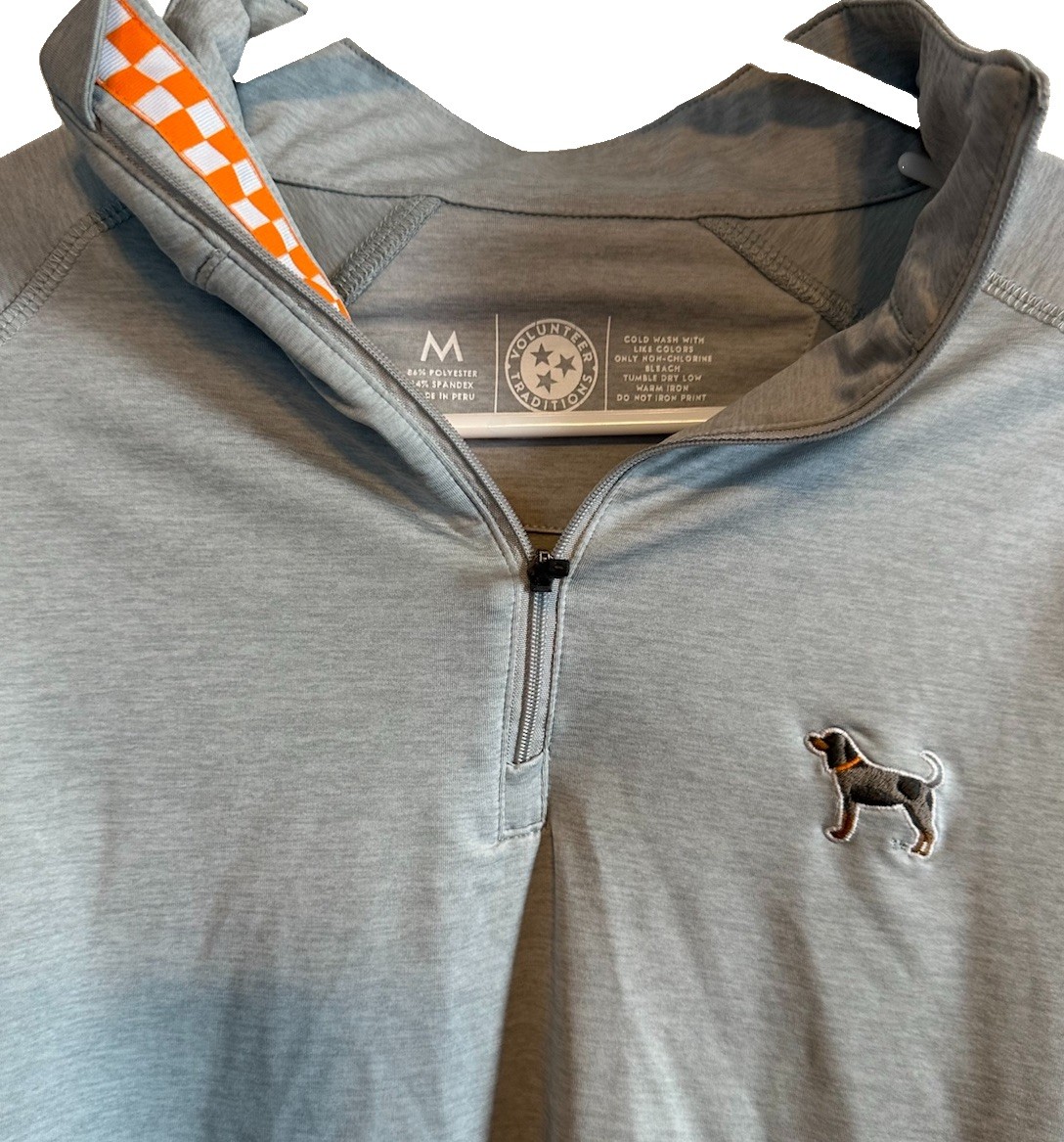 Volunteer Traditions Pullover Mens Medium Solid Gray 1/4 Zip Long Sleeve Smoky
