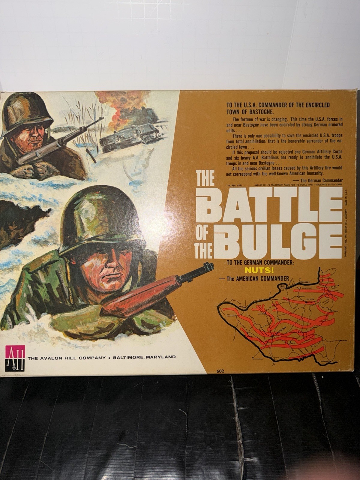 Avalon Hill WWII Battle of the Bulge (1965 Ed) Box Fair