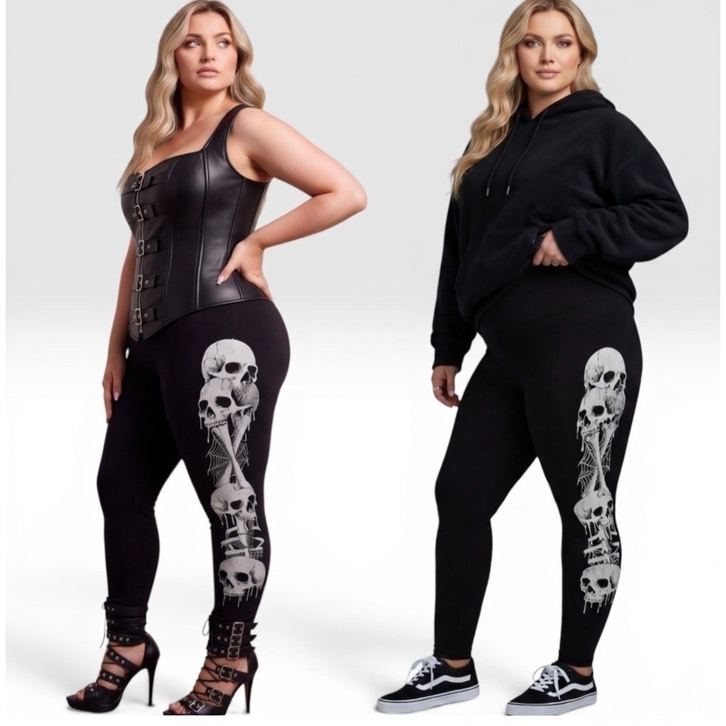 TORRID Nightfall Black Leggings  w/Skulls, Bones, Spiderwebs NWT Size 3X