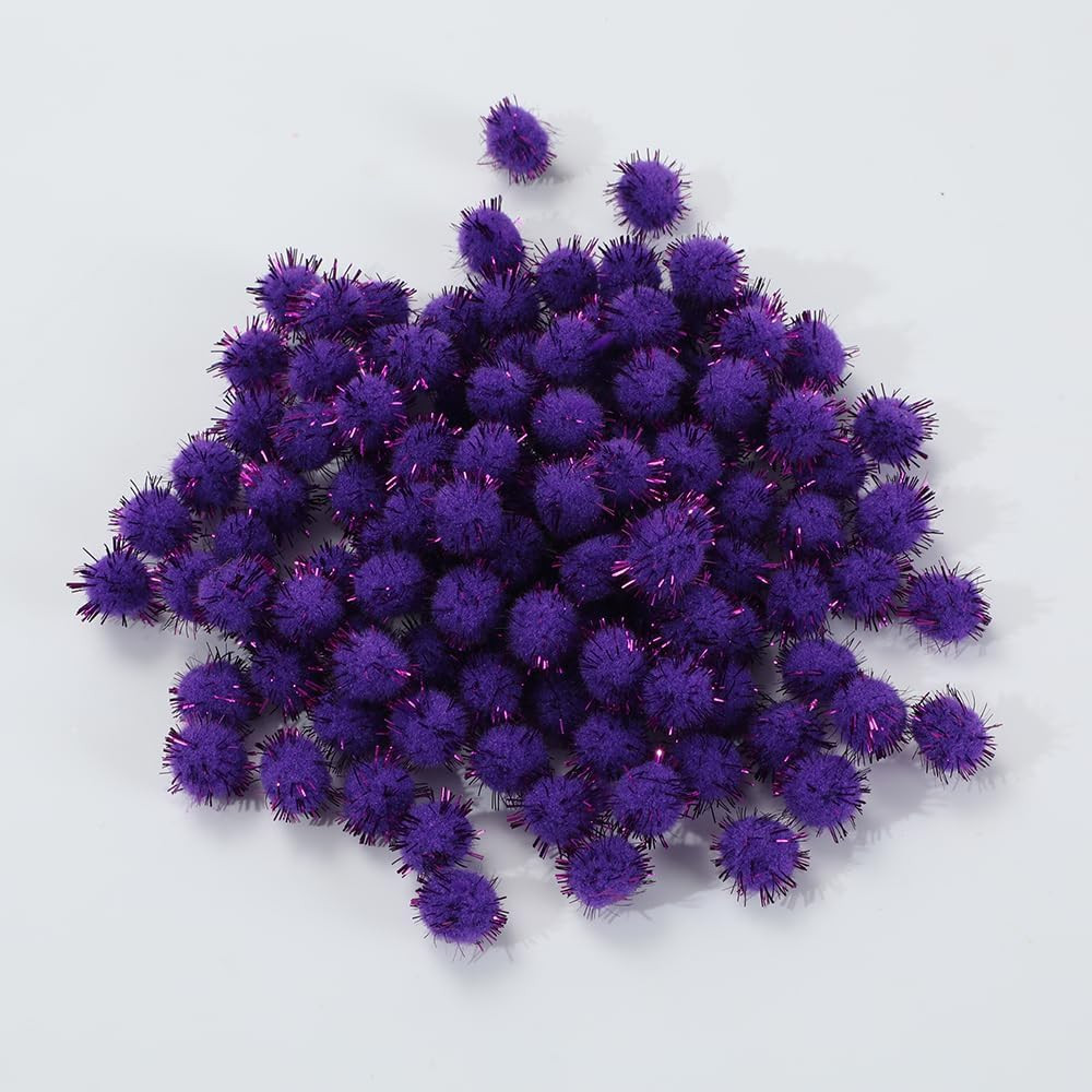 100 Pcs Small Sparkle Balls, Tinsel Pom Poms Puff Balls Glitter Pompoms for Arts 100 Pcs Small Sparkle Balls, Tinsel Pom Poms Puff Balls Glitter Pompoms for Arts