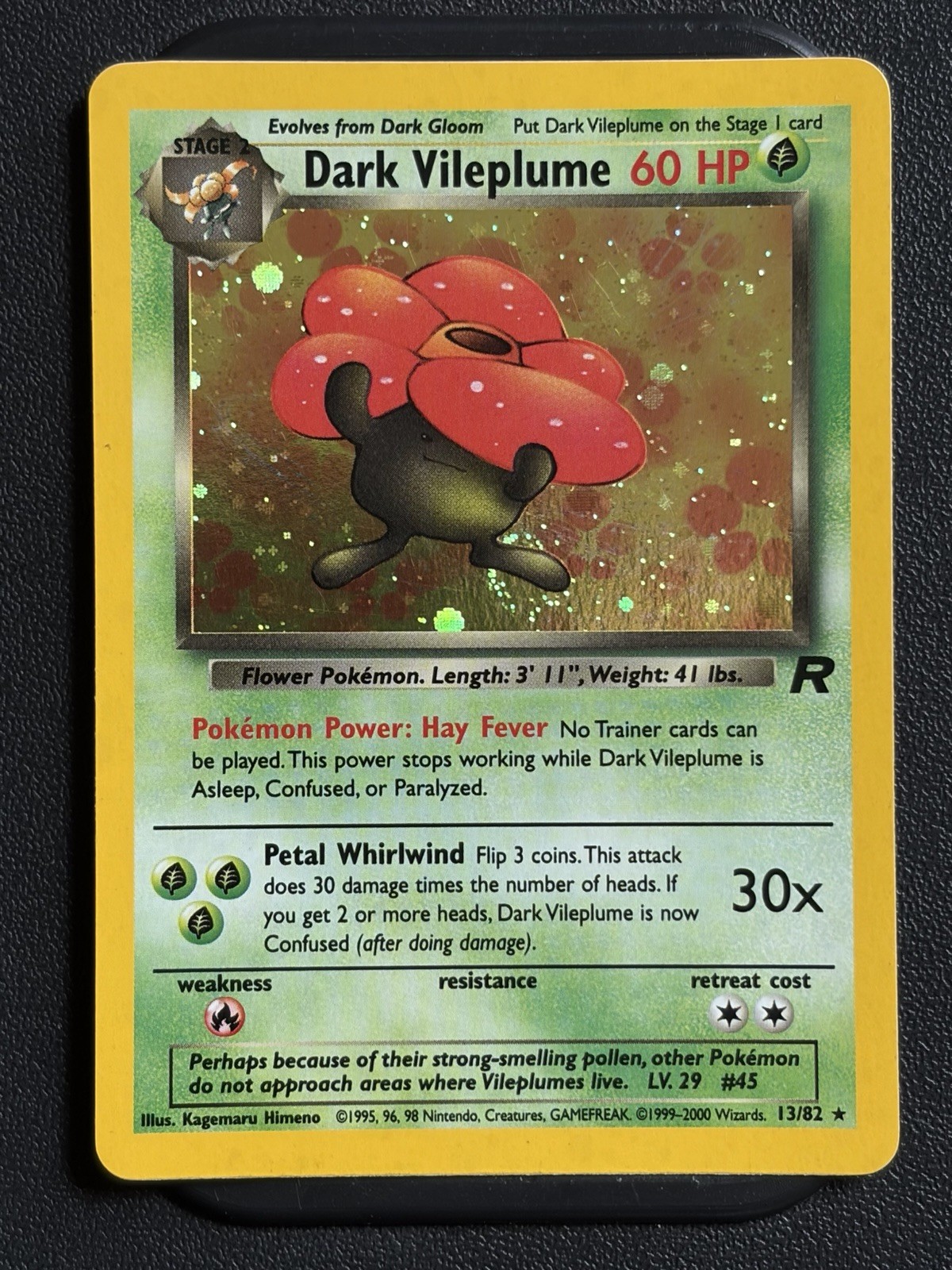 Dark Vileplume 13/82 Team Rocket Holo w/Swirl 2000 Pokémon Gamefreak, Wizards