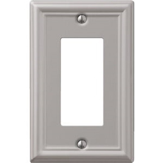 24-Amerelle Chelsea 1-Gang Stamped Steel Rocker Decor Wall Plate Brushed Nickel 24-Amerelle Chelsea 1-Gang Stamped Steel Rocker Decor Wall Plate Brushed Nickel