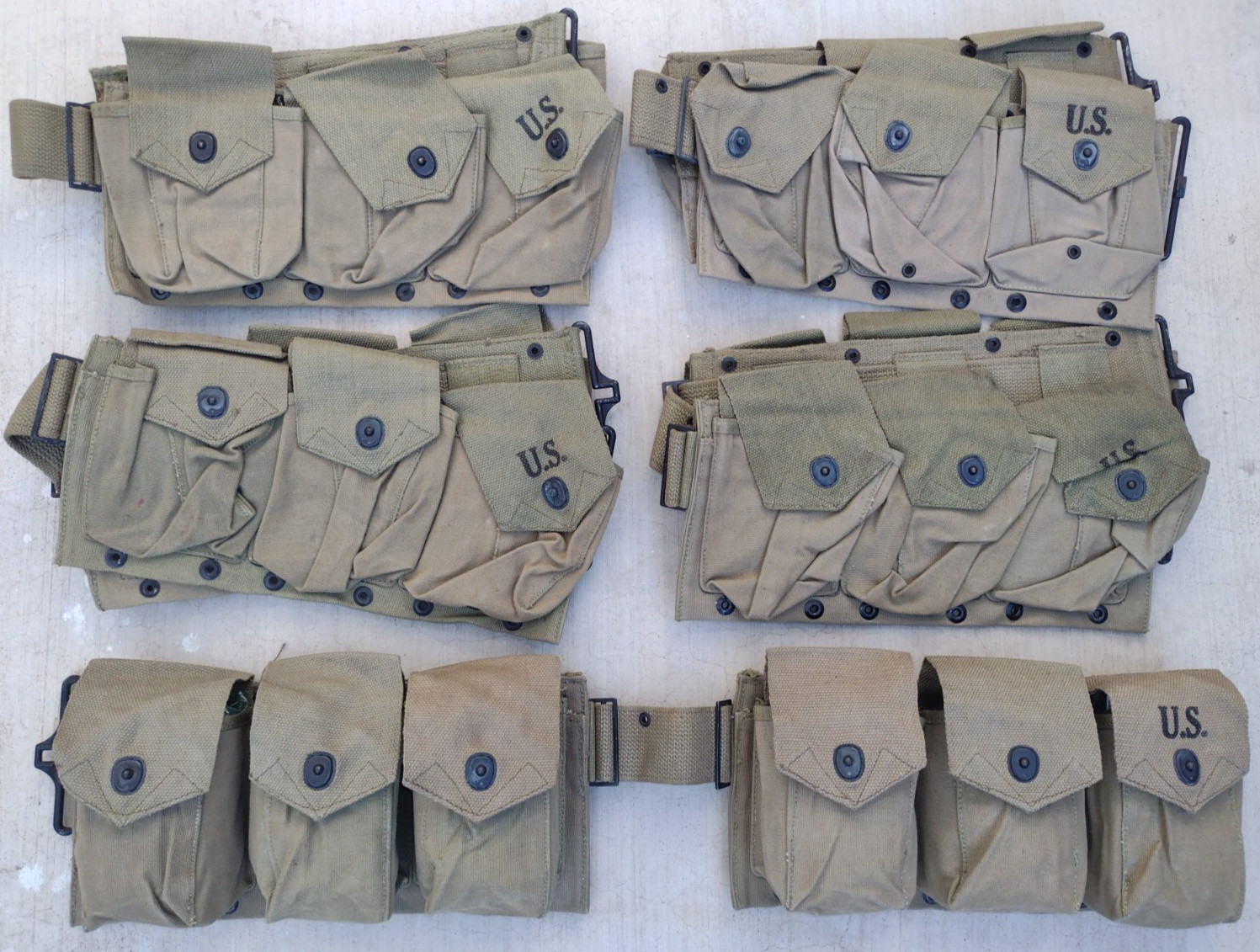 (1) ORIGINAL US WW2 M1937 BAR AMMO BELT CARTRIDGE BELT 1942 DATED BOYT
