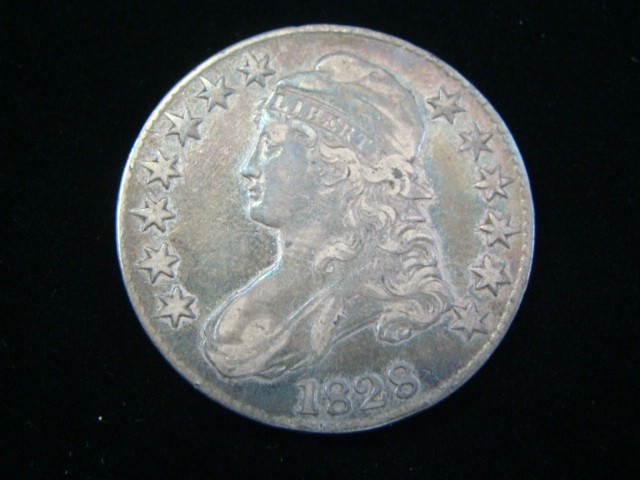 1828 Capped Bust Silver Half Dollar Square 2, Small 8\'s, Large Letters Very Fine