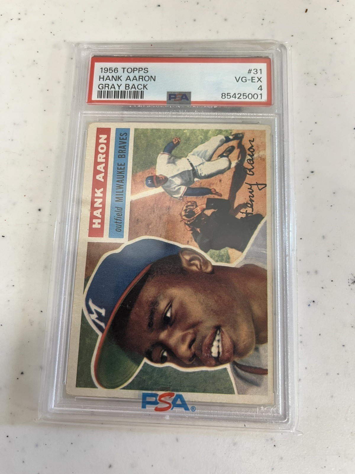 1956 TOPPS GRAY BACK #31 HANK AARON PSA 4 CENTERED