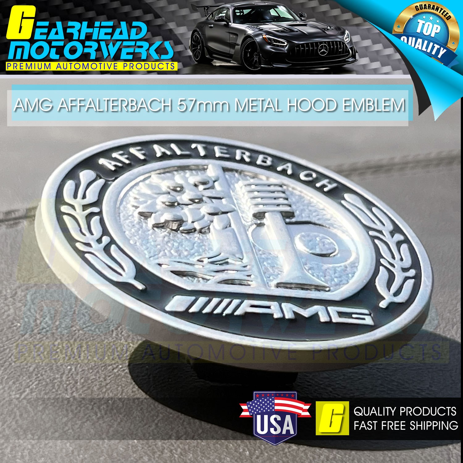 AMG Affalterbach Metal 57mm Hood Emblem Badge For Mercedes Benz C E S W205 W213