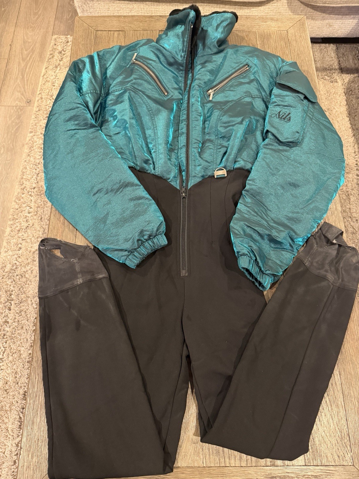 Vintage Nils Women's One Piece Ski Snow Suit Womens Size 8 Green Black Vintage Nils Women's One Piece Ski Snow Suit Womens Size 8 Green Black