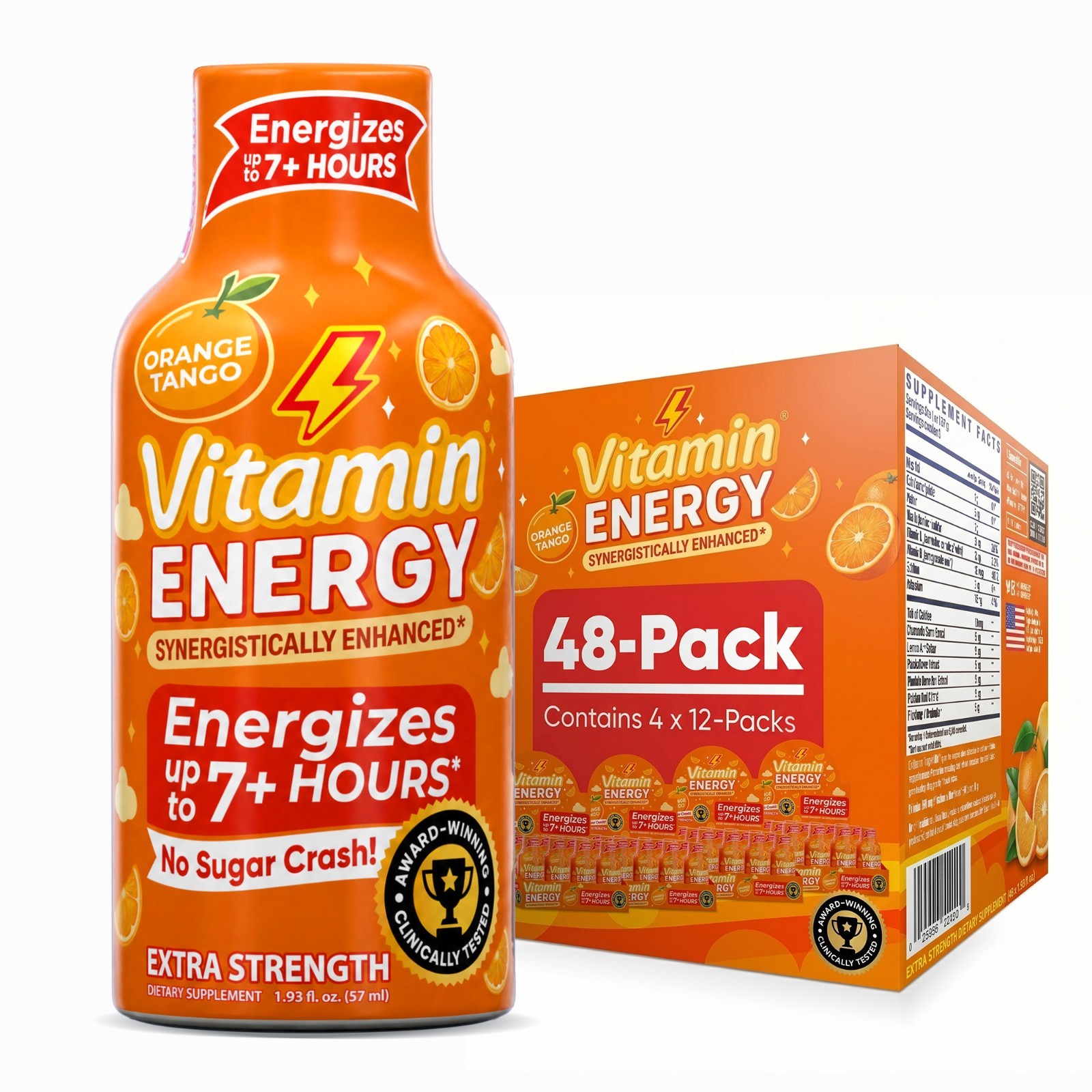 (48 Pack) Vitamin Energy® Orange Tango Energy Shots, Clinically Tested
