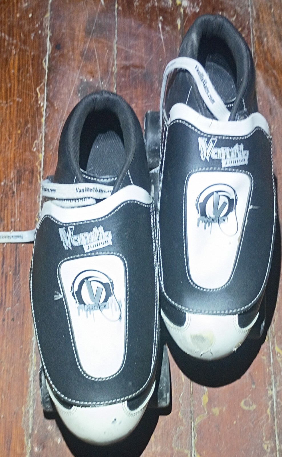Vanilla Junior Indoor Quad Roller Skates, Black/White (Pair)