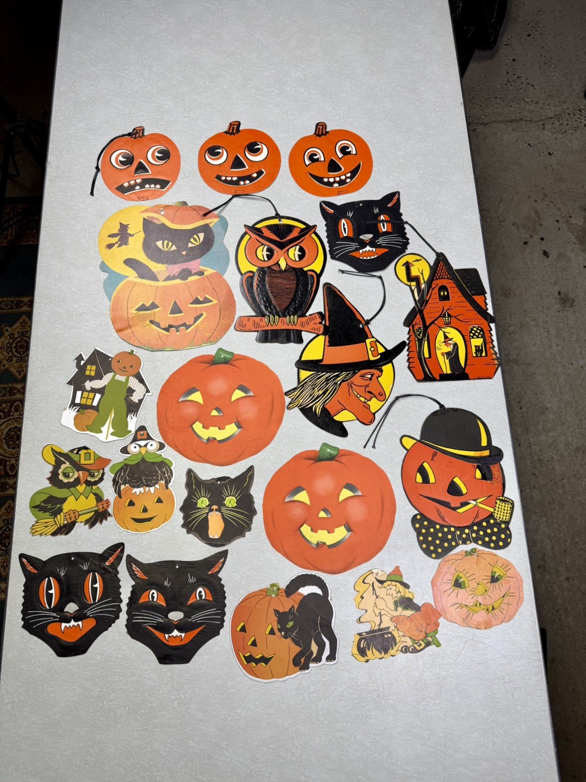 Old Vintage Halloween Cardboard Die Cut Decoration Lot of 20 Old Vintage Halloween Cardboard Die Cut Decoration Lot of 20