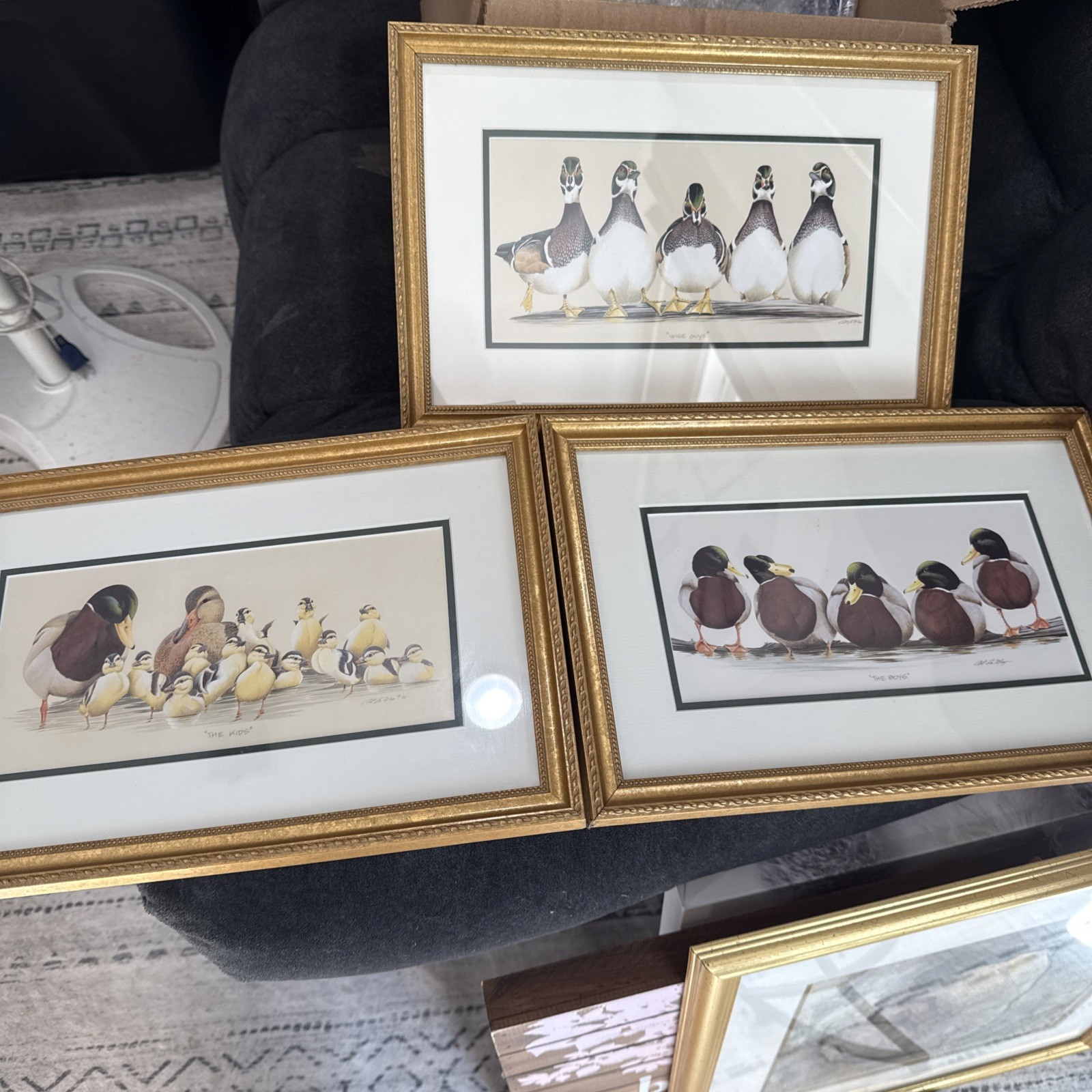 Vintage Art LaMay Duck Print Set of 3 Framed “The kids”  \