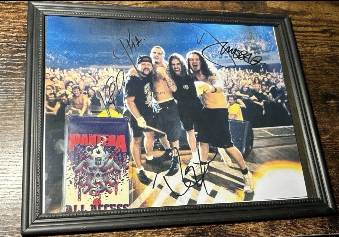 Pantera Signed Photo Reprint Framed w/ All Access Laminate Pantera Signed Photo Reprint Framed w/ All Access Laminate