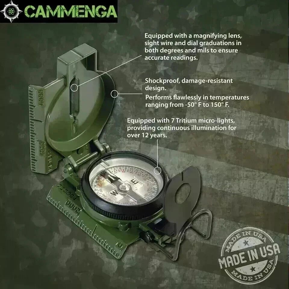 Cammenga Official US Military Lensatic Compass, Accurate Waterproof 3H gif