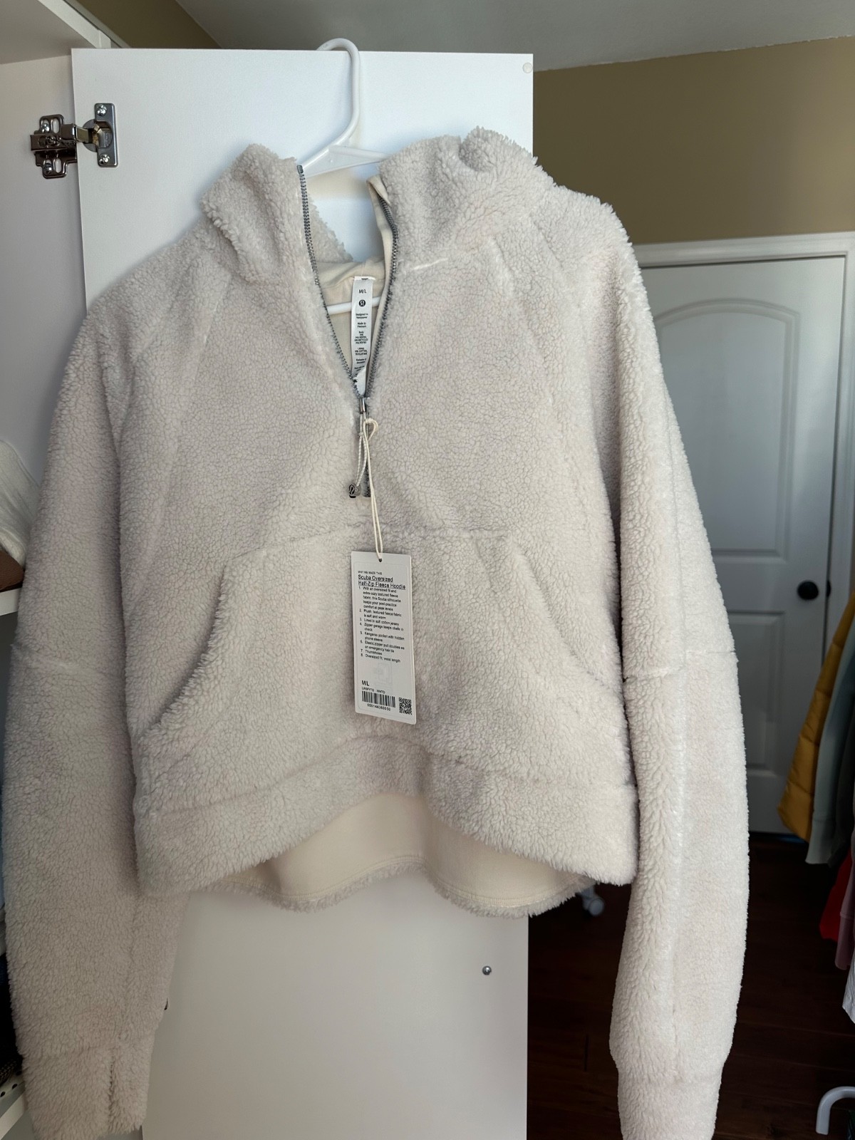 NWT Lululemon Scuba Oversized Half-Zip Hoodie M/L  Bone