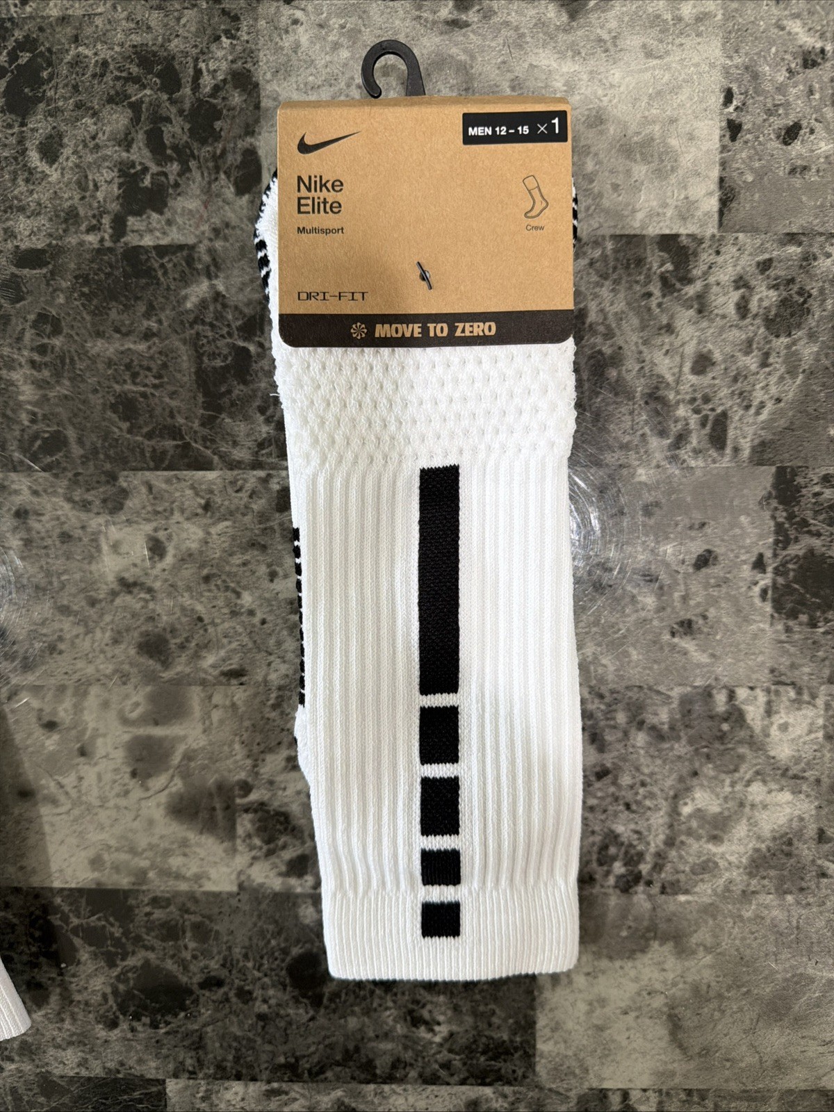 Nike Elite Dri Fit Crew Socks SX7622 106 White / Black Men\'s Size XL 12-15 New