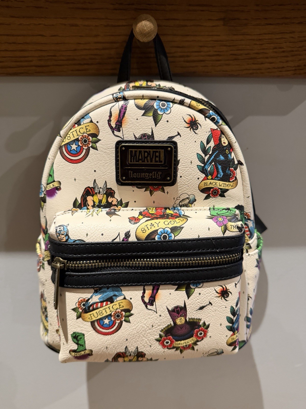 Marvel Flash Tattoo Comic Loungefly Mini Backpack IRON MAN CAPTIAN AMERICA  NWT