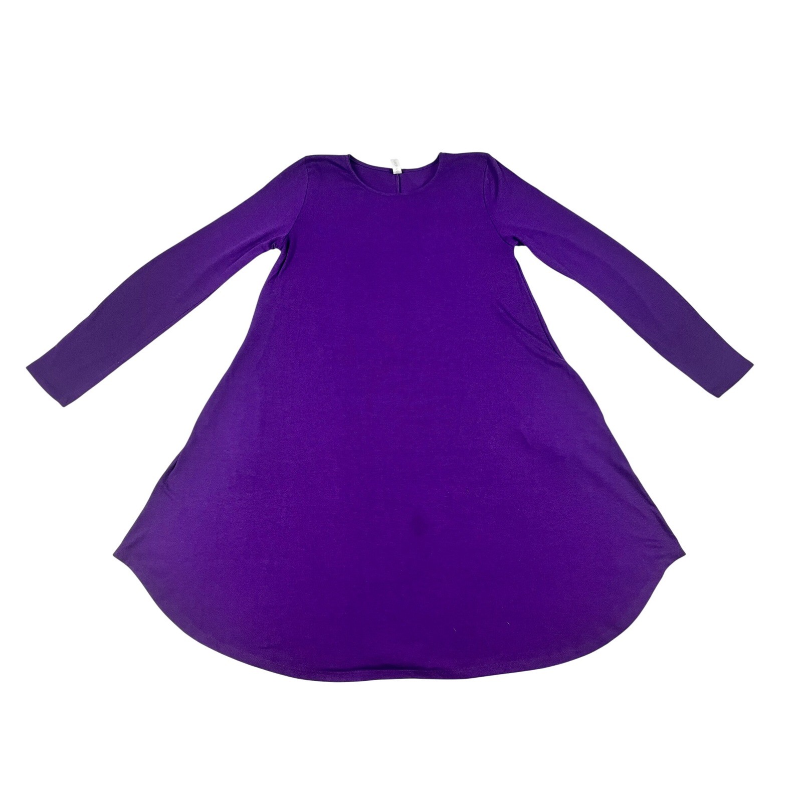 Zenana Premium Purple Long Sleeve Swing Tunic Top with Pockets Womens Medium