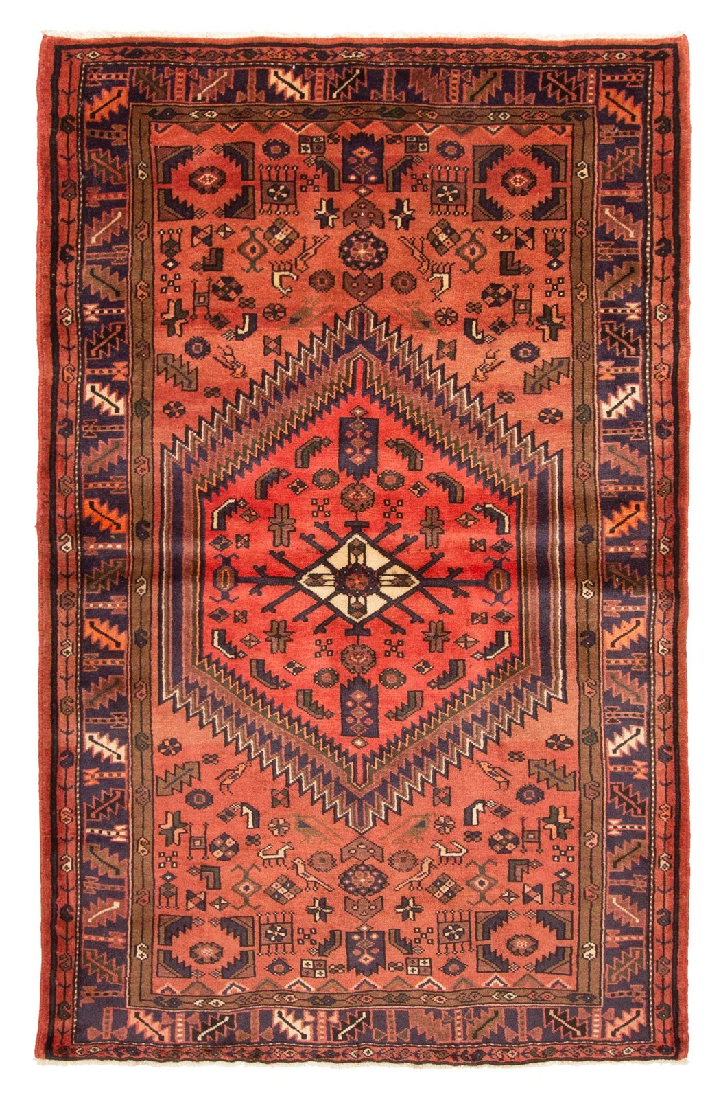 Vintage Hand-Knotted Area Rug 4\'3\